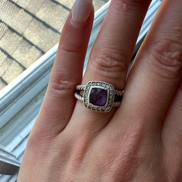 David Yurman Petite Albion Ring
Sterling Silver with Amethyst and Diamonds, 7mm - Picture 4 of 6